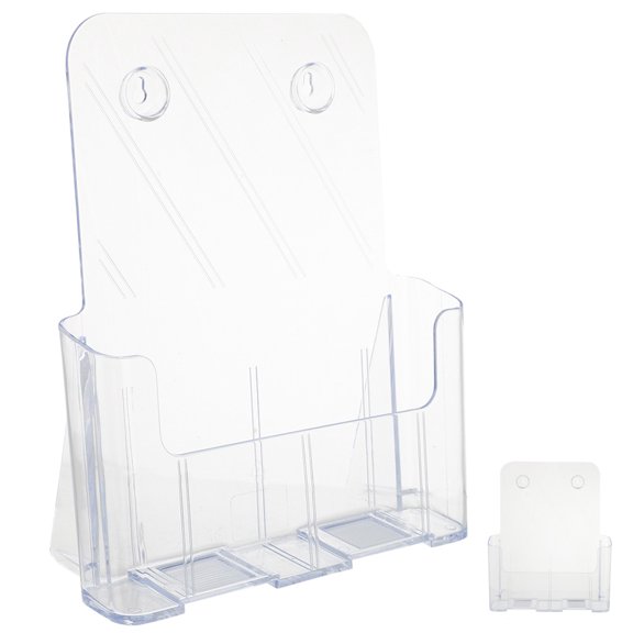 Clear Plastic Wall Mounted Brochure Holder for Office Papers and File Display