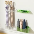 thumbnail image 1 of Clear Plastic Wall-Mounted Umbrella Storage Rack, No-Drill Adhesive Installation, Removable Water Tray, Long & Short Handle Compatible, Space-Saving Design for Home Doorway, 23x6x4cm/9.06x2.36x1.57in, 1 of 9