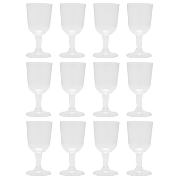 Clear Plastic Wine Glass Recyclable - Shatterproof Wine Goblet - Disposable & Reusable Cups for Champagne, Dessert 12Pcs