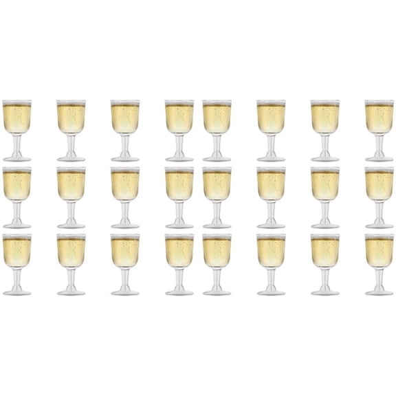 Clear Plastic Wine Glass Recyclable - Shatterproof Wine Goblet - Disposable & Reusable Cups for Champagne, Dessert 24Pcs