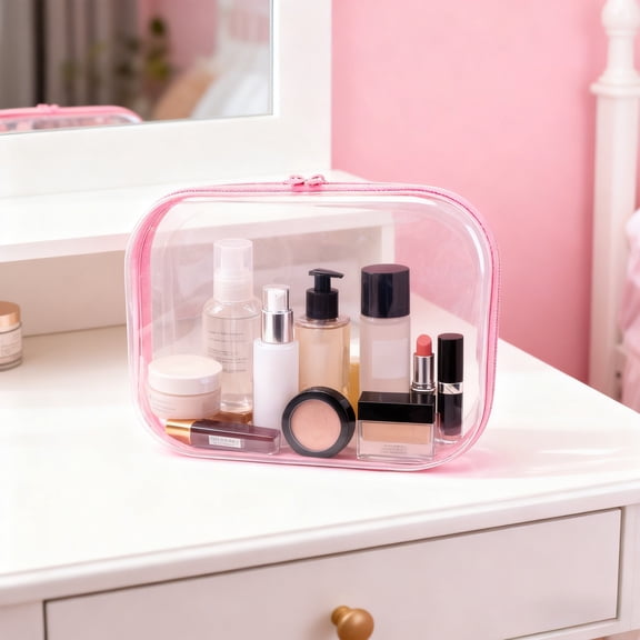 Clear Plastic Zipper Case, Square Shaped Travel Storage Bag, Luggage Storage Box, Portable Travel Organizer Bin, Clear Makeup Bag, for Toy Storage, Snack Bag, Cosmetics, Pencil Case, Toiletry Bag