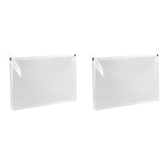 Clear Plastic Zipper Envelope Pouch, A4 Size, Transparent Document Organizer for Receipts and Cards, 2 Pack
