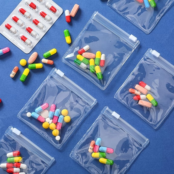 Clear Plastic Zippered Pill Bags  25-Pack Reusable Self-Sealing Medicine Baggies with Slide Lock Closure, Thick & Durable for Travel, First Aid, Medication Storage & Small Items Organizer