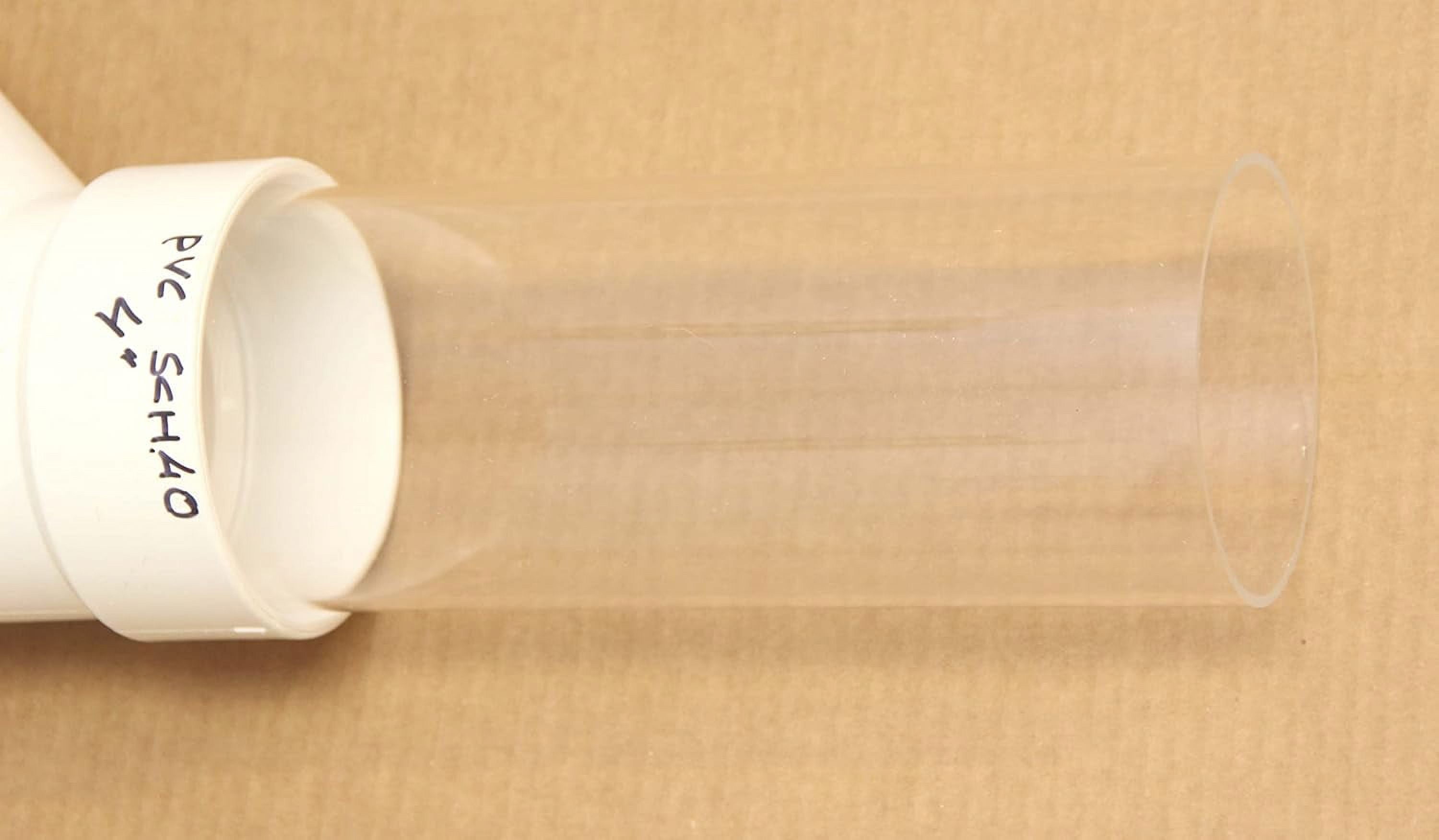 Clear Plastic rigid Pipe tube 4.5" OD 114 mm 1 foot Fits 4" PVC fitting