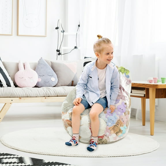 Clear Plush Toy Storage Chair Cover PVC Versatile Transparent Stuffed Toy Organizer Chair Cover Safe Storage Seat for Kids