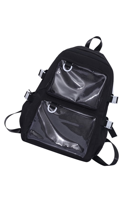 Clear Pockets Large Backpack Student Itabag for Women Uniform Pin Display