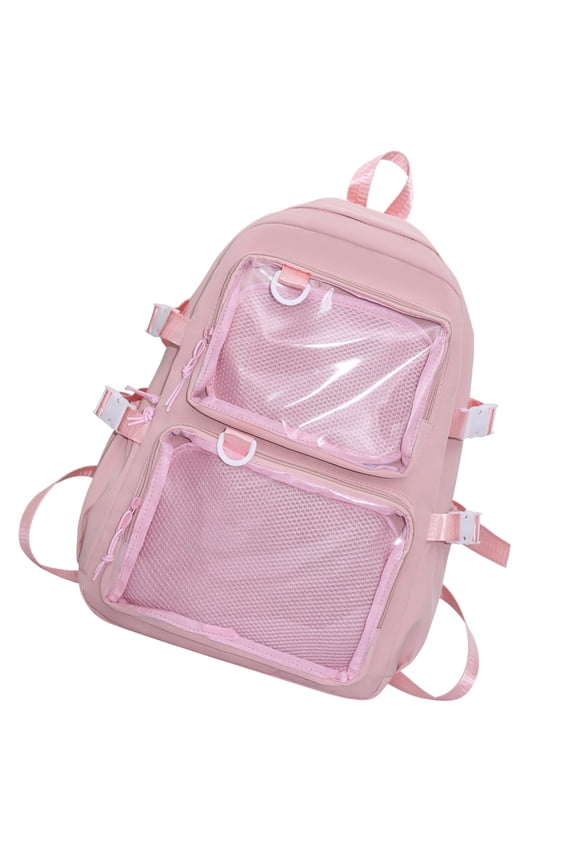 Clear Pockets Large Backpack Student Itabag for Women Uniform Pin Display