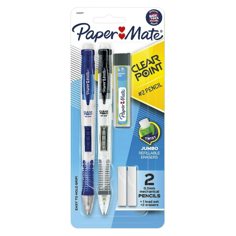 Clear Point Mechanical Pencil 0.5 Mm Hb 2.5 Black Lead Randomly Assorted Barrel Colors 2 pack Bundle of 5 Sets
