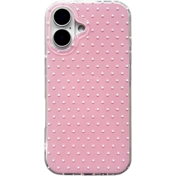 Clear Polka Dot Phone Case for iPhone 16 6.1",Cute Aesthetic Chic Fashion Simple Transparent Pattern Design Elegant Pretty Slim TPU Protective Cover for Girls Women,Pink