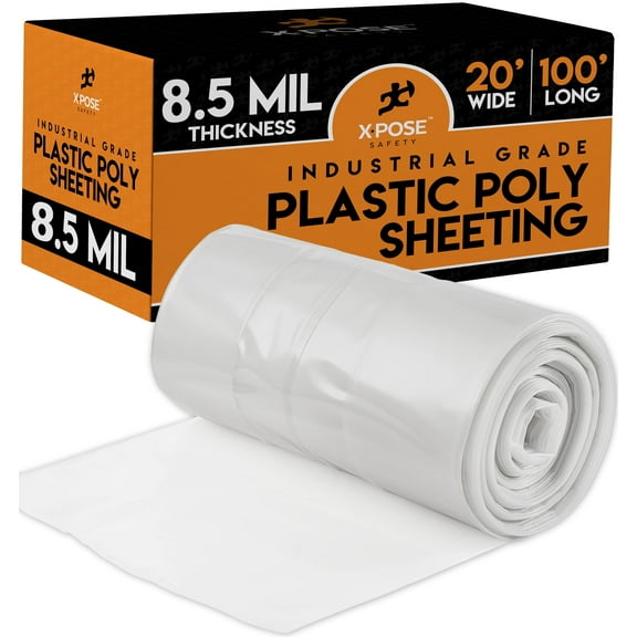 Clear Poly Sheeting - Heavy Duty, 8.5 Mil Thick Plastic Tarp Waterproof Vapor and Dust Protective Equipment Cover - Agricultural, Construction and Industrial Use 20' x 100'