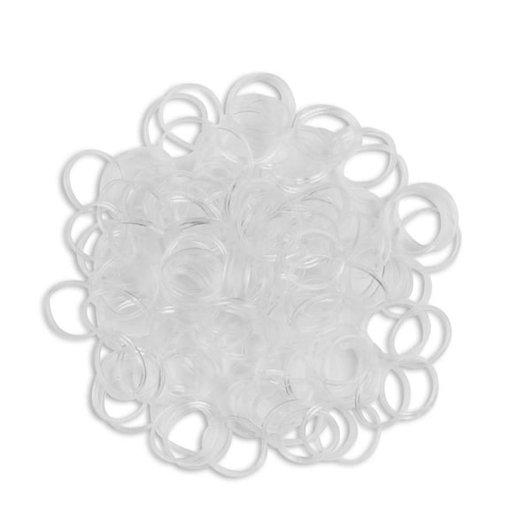 Clear Polybands in Portable Clear Container - All Hair - 200pcs: Plastic Elastics for Styling & Maintenance