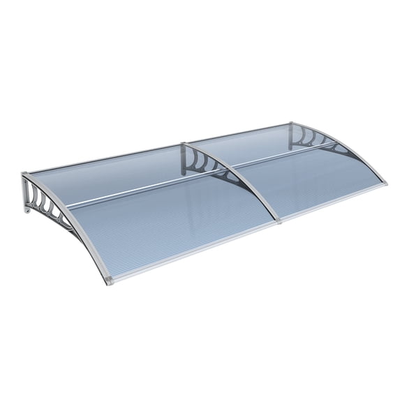 Clear Polycarbonate Door Window Awning, All Weather Rain UV Snow Protection Canopy with PP Bracket & Aluminum Reinforced Bar for Entryway AC Unit Patio Porch