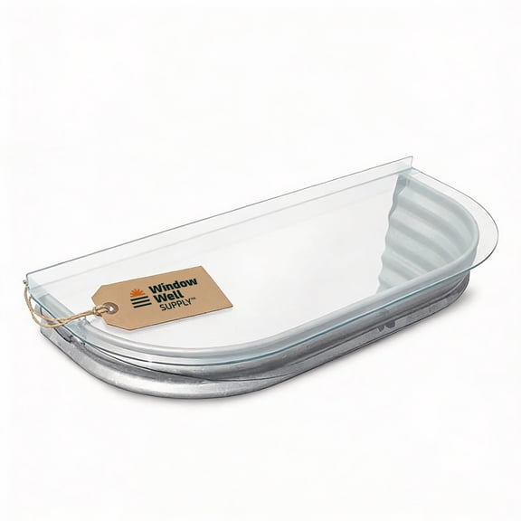 Clear Polycarbonate Window Well Covers Elongated JCI 43"W x 13"L - Plastic Basement Window Well Covers Outside Protection from Debris & Rain, Flat Style Waterproof & UV-Resistant Windows Cover