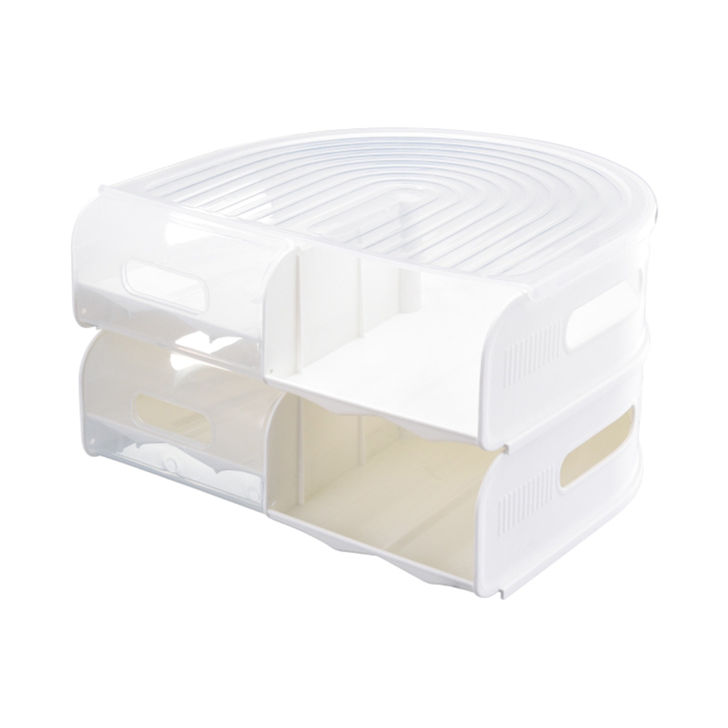 Clear Polypropylene Eggs Organizers With Rolling System 2 Layer U Shape Design Refrigerator Space Saving Solution
