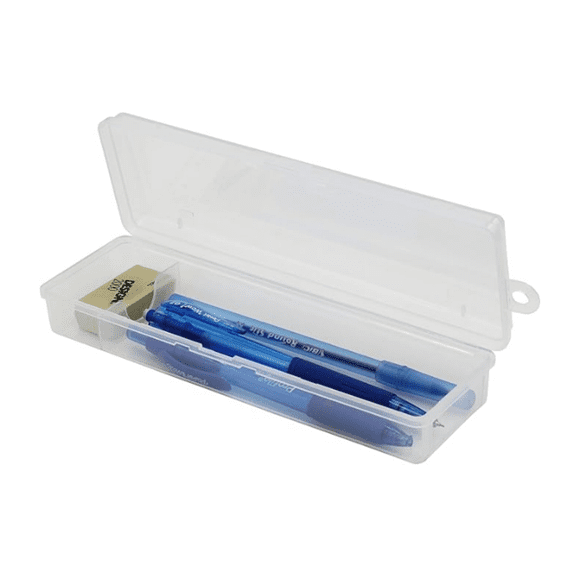 Clear Polypropylene Mini Storage Box with Hinged Lid & Snap Closure - For Pencils, Pens, Drill Bits, Office Supplies, Organization, Tool Box and More
