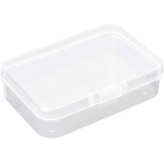 Clear Polypropylene Rectangle Mini Storage Containers Box with Hinged Lid for Accessories,Crafts,Learning Supplies,Screws,Drills,,Pack of 4 (3.26" x 2.12" x 0.7")
