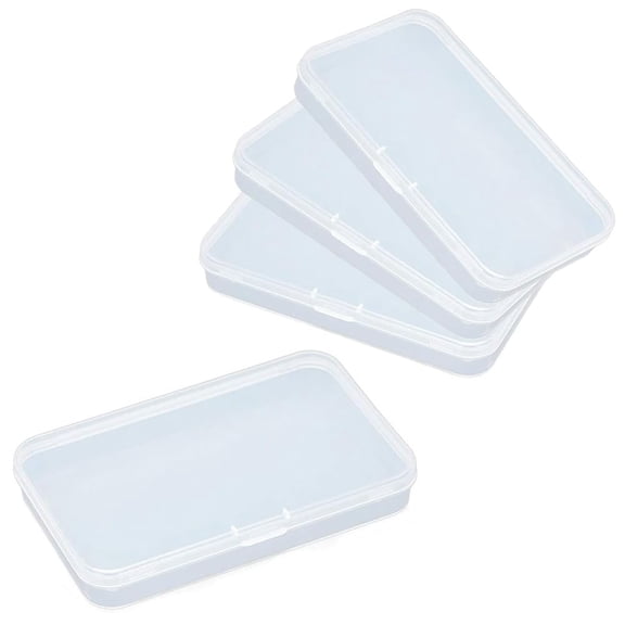 Clear Polypropylene Rectangle Storage Boxes with Hinged Lid Pack of 4 4.8" x 2.9" x 0.67"