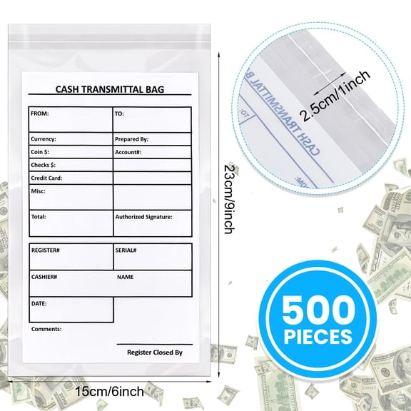 Clear Polyurethane Deposit Bags 500 Pack Self Sealing Security Cash Receipts