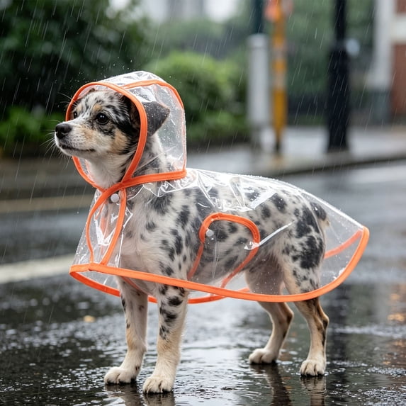 Clear Poncho Rain, Hooded Dog Raincoat Poncho, EVA Waterproof Dog Rain Coat for Small Medium Dogs Walking Outdoor Outing