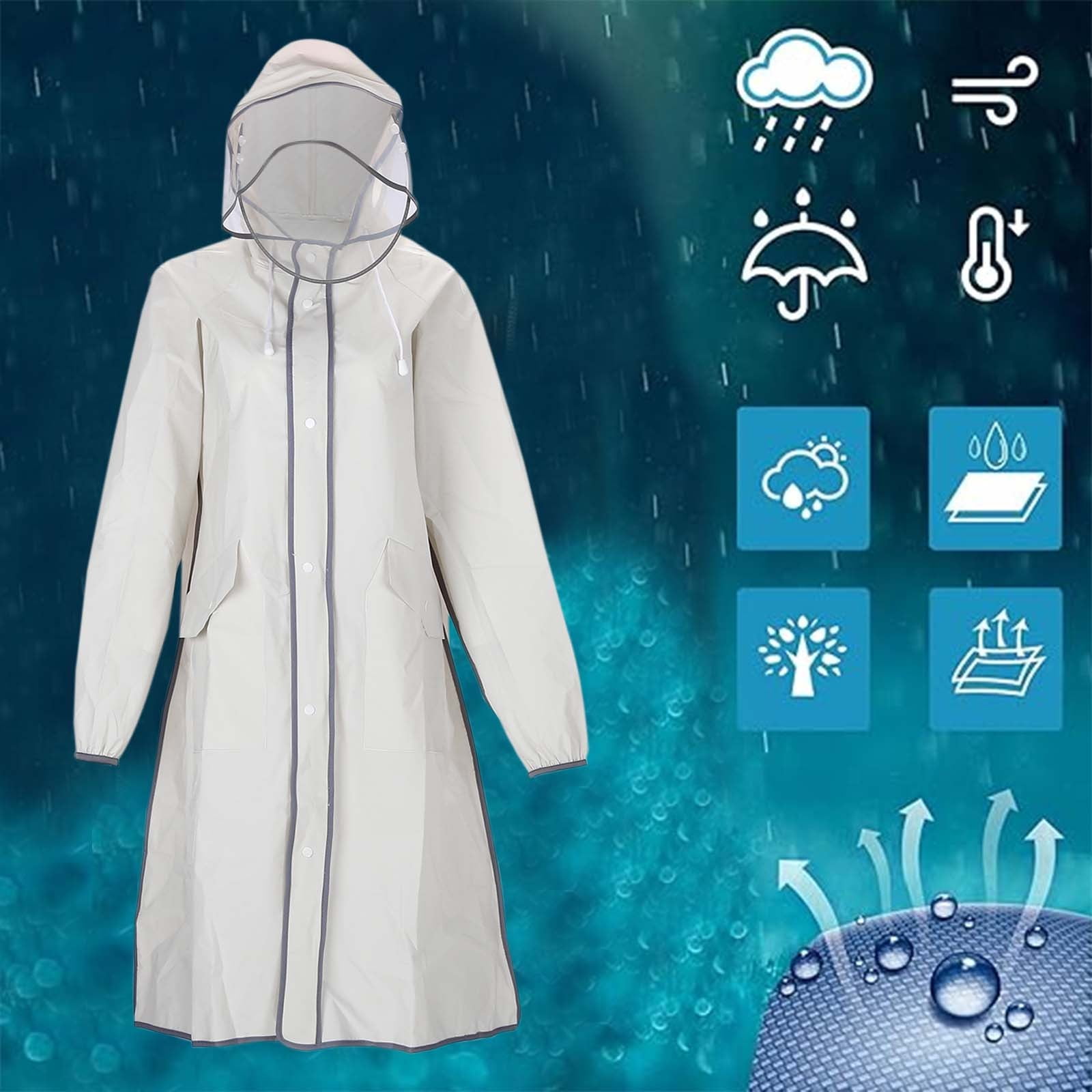 Clear Ponchos with Hood White Waterproof Long Style, Rainstorm Proof