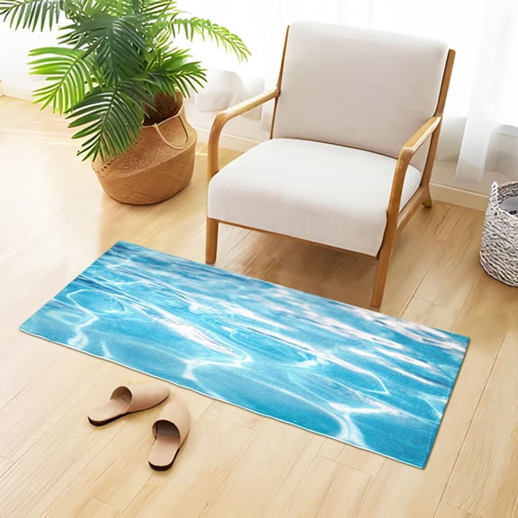 Clear Pool Water Plush Carpet Non Slip Runner Rug Absorbent Bath Mat 39" x 20"