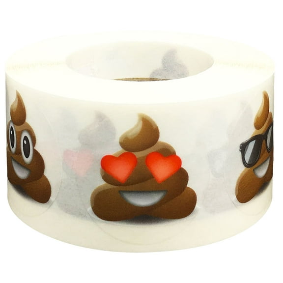 Clear Poop Emoji Shape Stickers 6 Different Poop Emoji Labels 1 Inch 500 Total Adhesive Stickers
