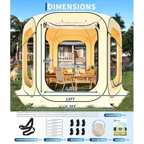 Clear Pop Up Bubble Tent Outdoor Camping Shelter Waterproof & Portable Dome with Mesh Windows Fits 4-10 People Ideal for Patio, Backyard, Deck, Beach, Sports Events Size: 12x12ft