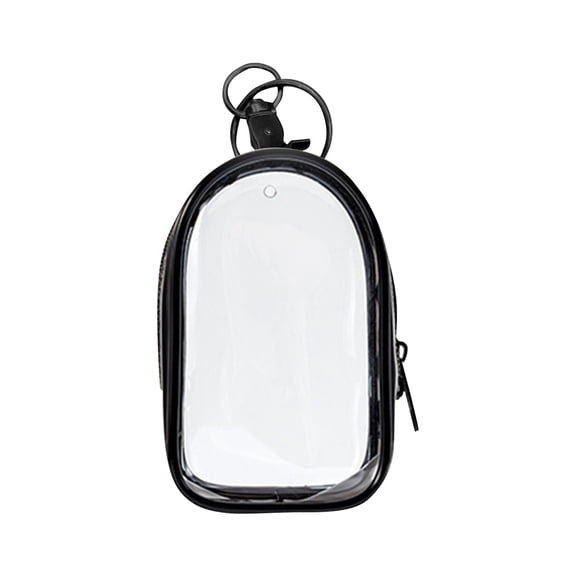 Clear Portable Doll Storage Bag with Keychain, Dust-Proof Transparent Zipper Display Box Pouch for Mini Collectibles，E