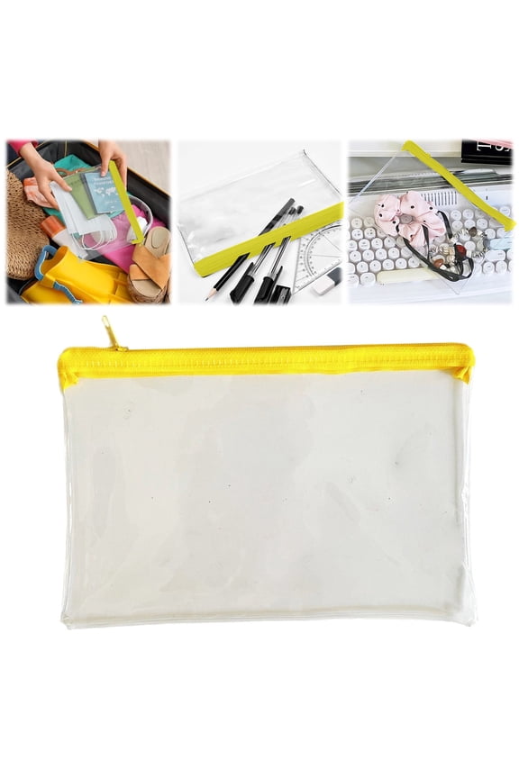 Clear Pouch with Zipper for Exams, Clear, Soft and Waterproof Zipper Bags, Office Bags, Cosmetic Bags, Currency Bags, Stationery Bags, Multi-Purpose Bags, 1 Pcs, 8.66x5.71"