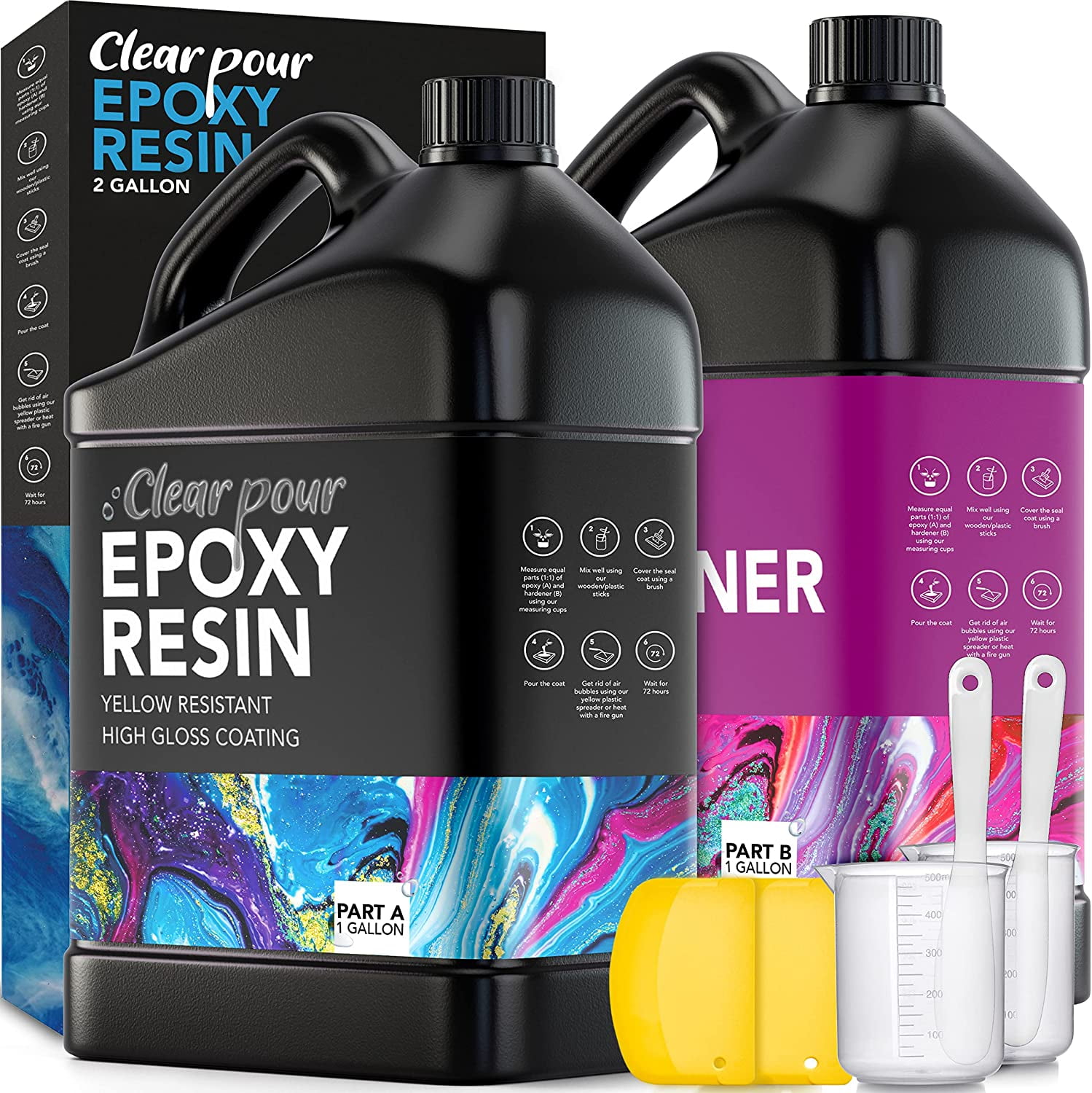 MUOIVG Resine Epoxy Transparente 2 Parties 408ml, Kit Résine Epoxy