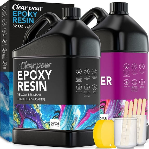 Clear Pour 32oz Clear Epoxy Resin Kit for Art, Jewelry, Craft, Wood & Resin Molds