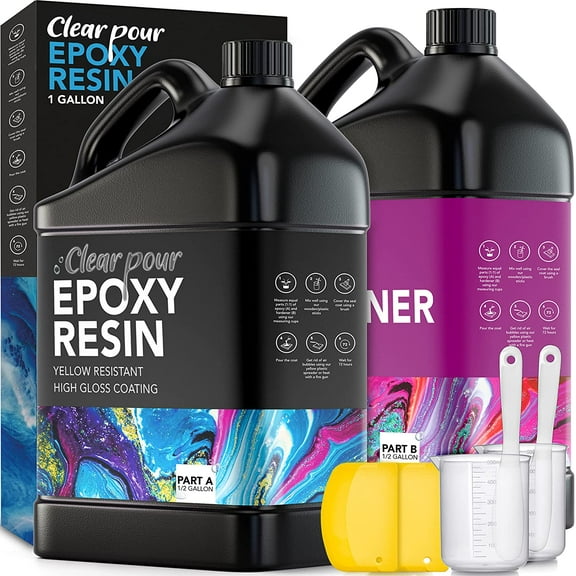 Clear Pour Epoxy Resin Kit Clear Epoxy Adhesive Epoxy Adhesive,1 Gallon, 2 Pieces