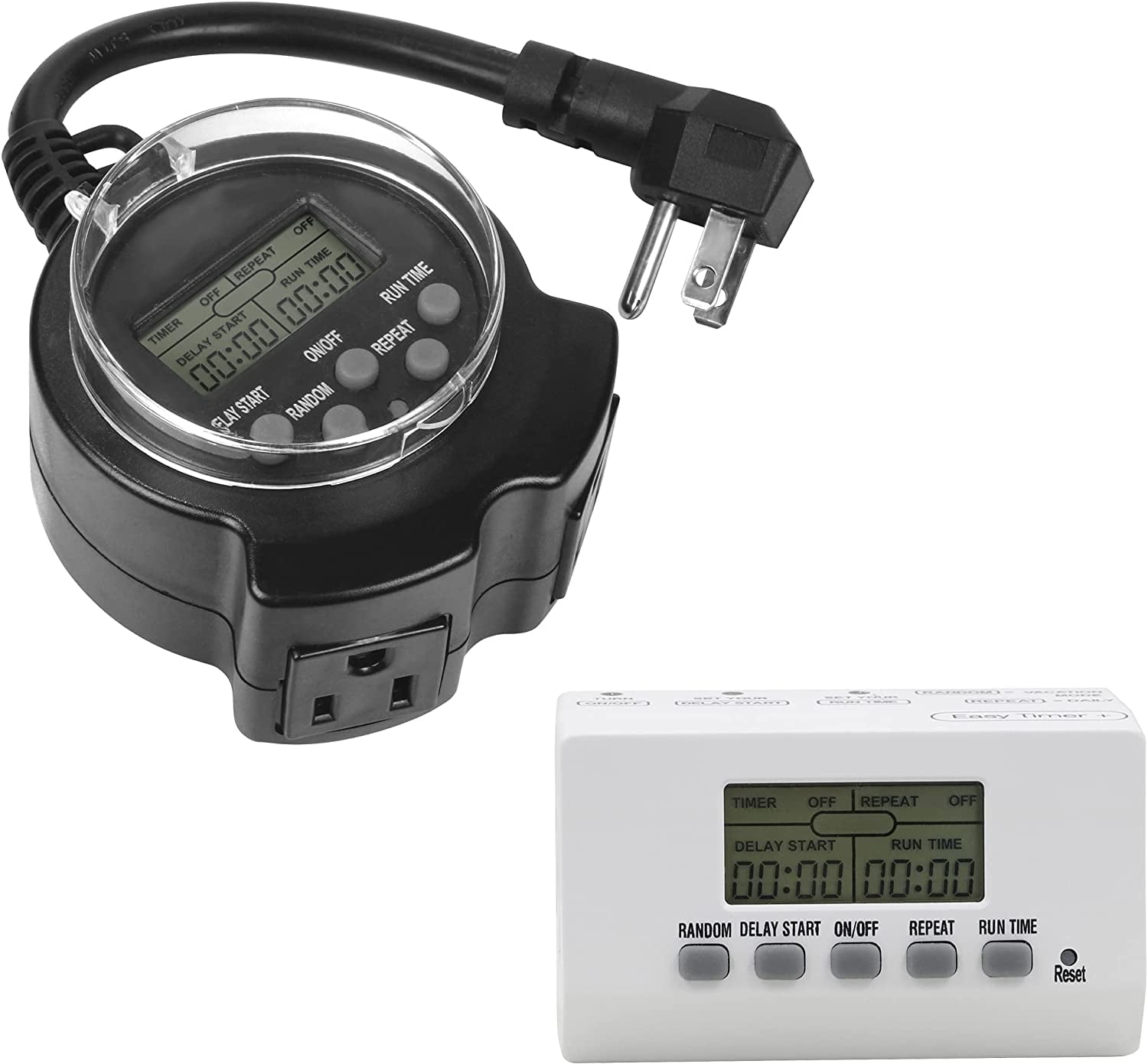 Clear Power 1 Grounded Outlet EZ Digital Timer with 2 Grounded Outlet ...