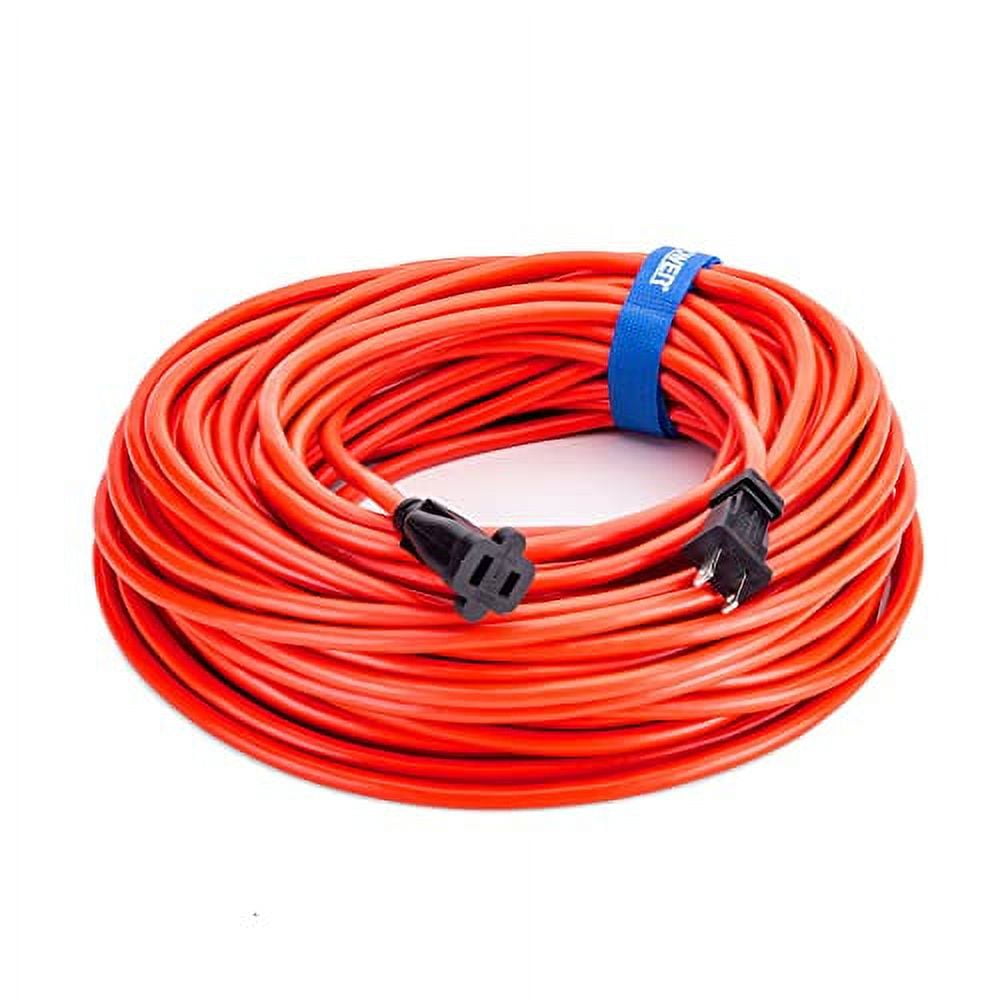 Clear Power 100 ft Outdoor Extension Cord 16/2 SJTW, 2Prong Polarized Plug, Orange, Water