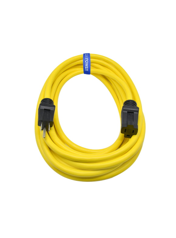 Clear Power 12/3 SJTW 25 ft Heavy Duty Outdoor Extension Cord, Yellow, CP10144