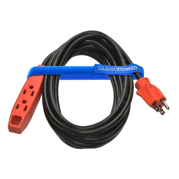 Clear Power 14/3 SJTW 15 ft 3-Outlet Indoor/Outdoor Extension Cord, Weather Resistant & Flame Retardant, CP10126