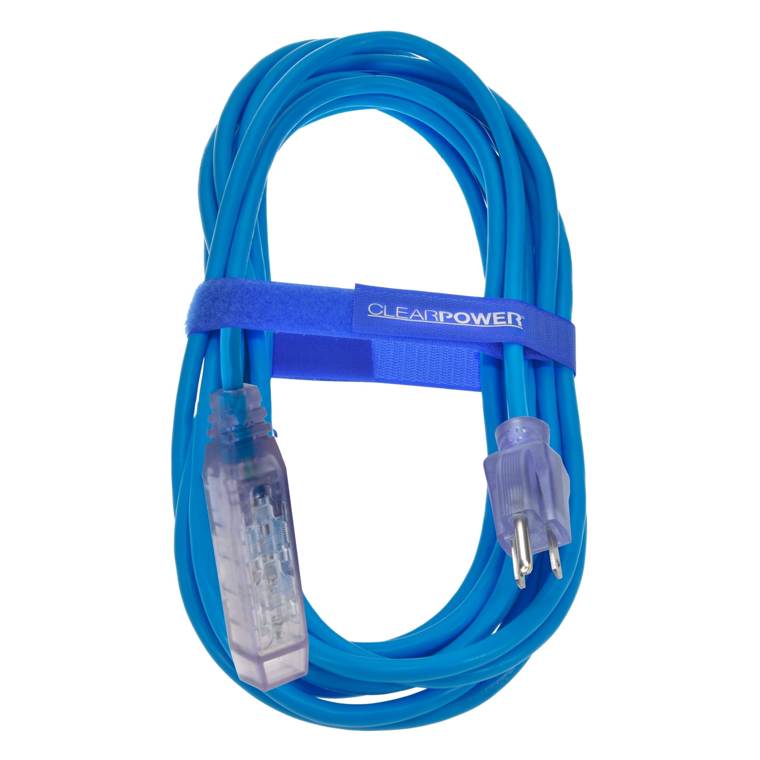 Clear Power 16/3 SJTW 15 ft 3Outlet Extreme Cold Weather Outdoor Extension Cord with Flashing