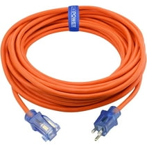 Clear Power 16/3 SJTW 50 ft Hi-Visibility Outdoor Extension Cord with Power Indicator Light, Orange, CP11117