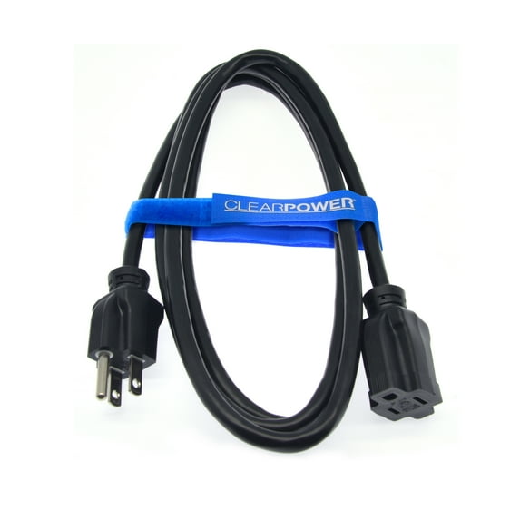 Clear Power 16/3 SJTW 8 ft Extension Cord, Weather Resistant & Flame Retardant, Black, CP10122