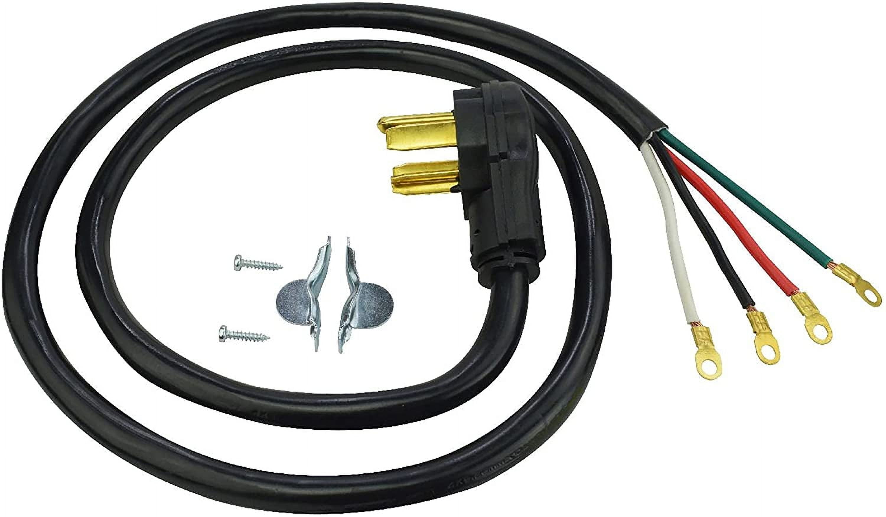 Clear Power 6 ft 6/2 & 8/2 SRDT, Indoor Dryer Cord, 4-Wire 50 AMP, Black, CP10023