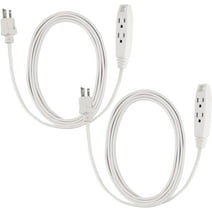 Clear Power 8 ft 3 Outlet Indoor Utility Cord (2-Pack) 16/3 SPT-2, White, 3 Prong Grounded, DCIC-00582P-DC