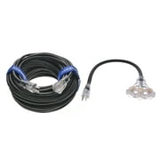 Clear Power Combo: 12/3 SJTW 150 ft Extension Cord with Power Indicator Light & 12/3 STW 3-Outlet Adapter, CP10223