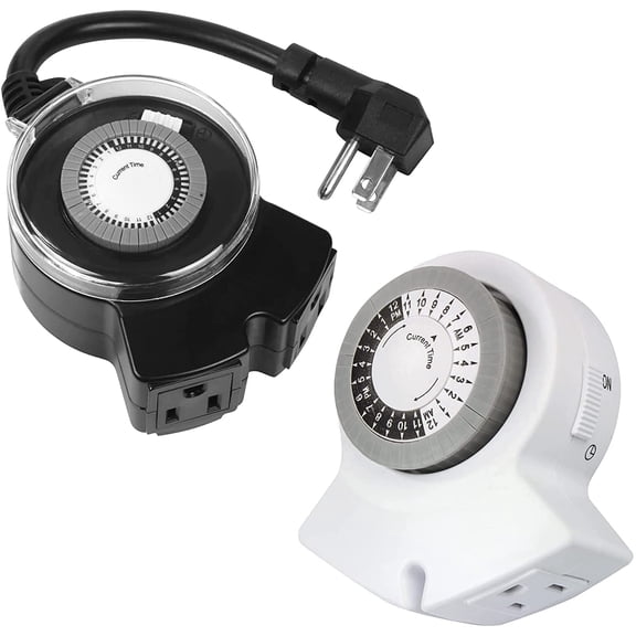 Clear Power Indoor Mechanical Timer & Outdoor Mechanical Timer with 6 inch Cord, CPCO95002