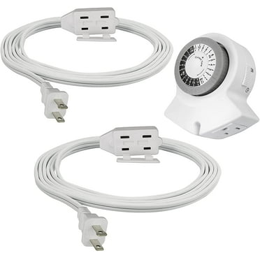 Uninex 24 Hour Mechanical Pin Timer Plug-In with 2 Grounded Outlets ...