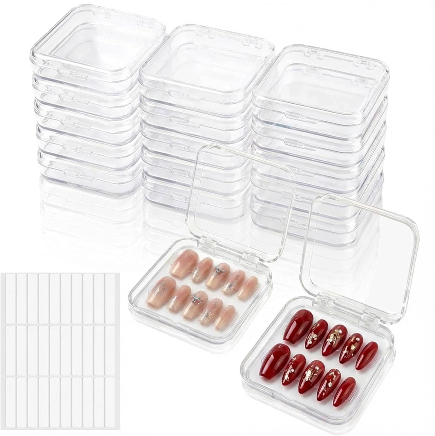 Clear Press   Storage Containers 12-Pack Stackable Cases, Press Ons  Packaging Organizer Case,  Tips and  Nails Display Box for Travel and Salon Use (Clear 02)