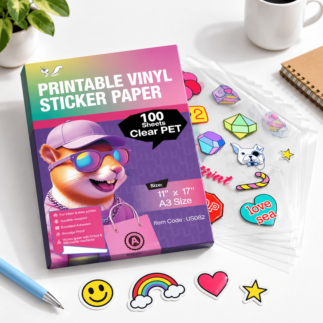 Clear Printable Vinyl Sticker Paper 100 Sheets 11