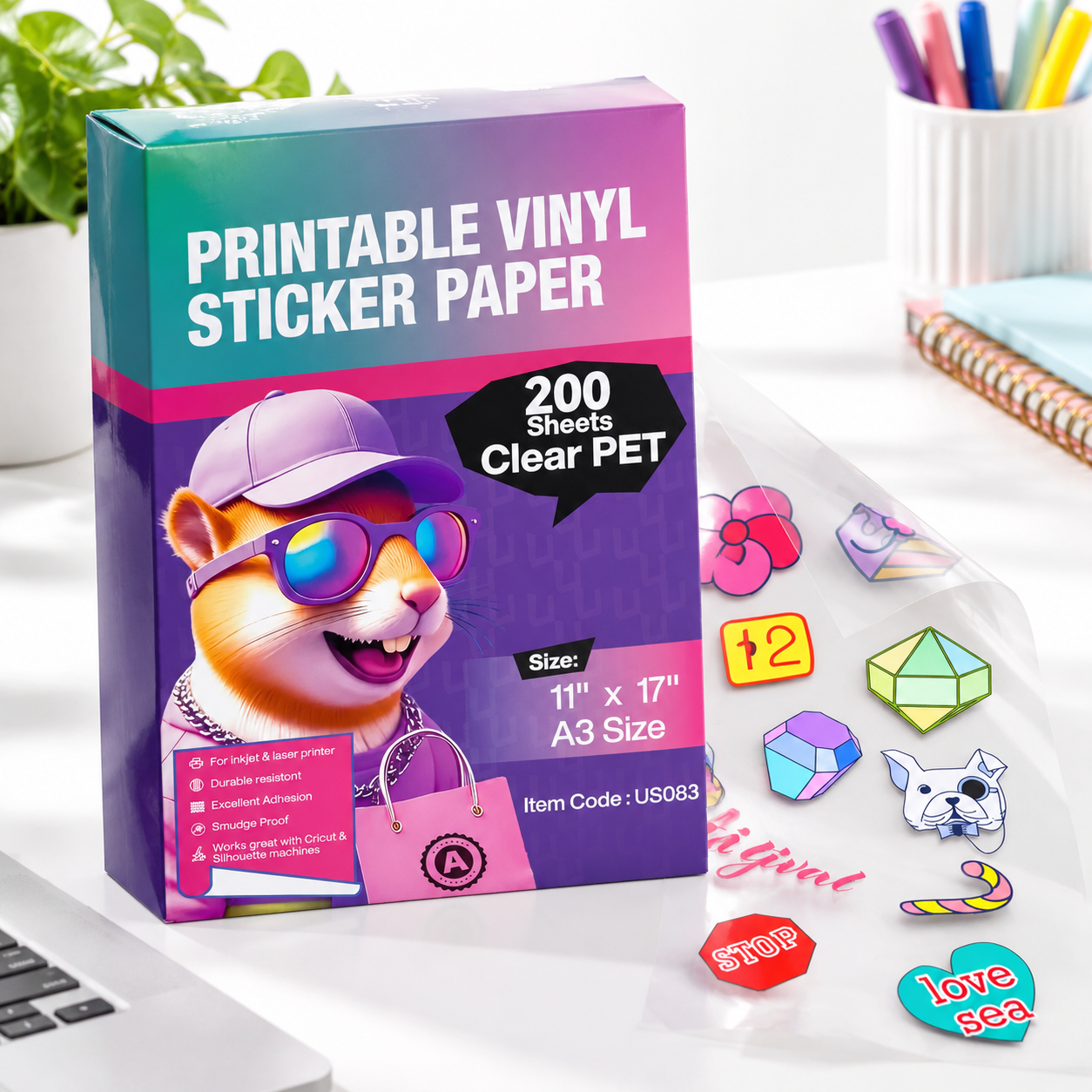 Clear Printable Vinyl Sticker Paper 200 Sheets 11