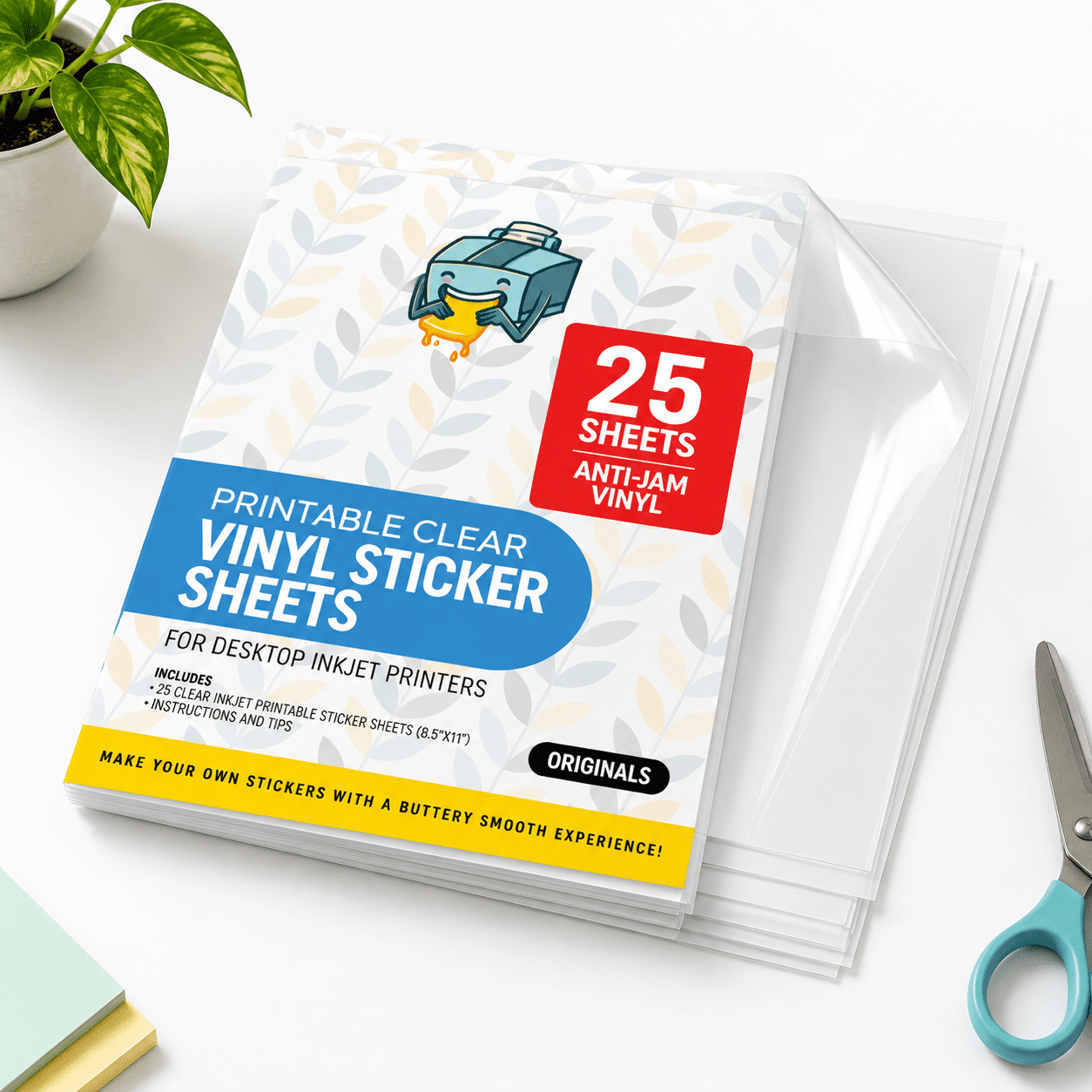 Clear Printable Vinyl Sticker Paper 25s Non-epsonpatible 8.5