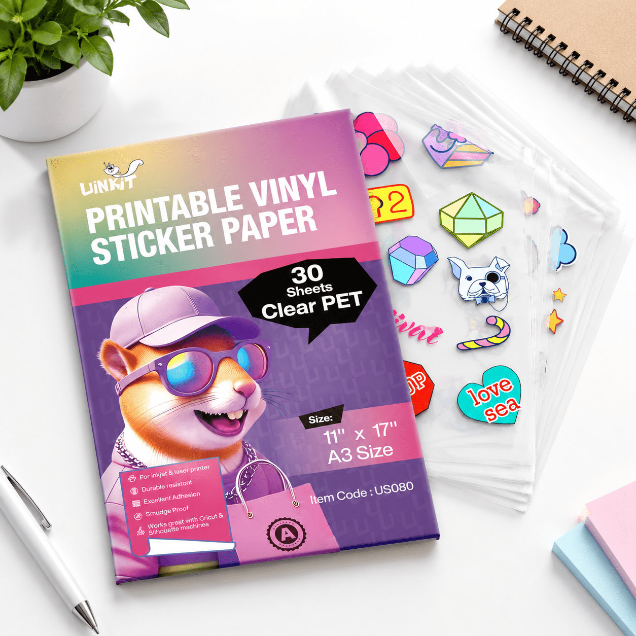 Clear Printable Vinyl Sticker Paper 30 Sheets 11