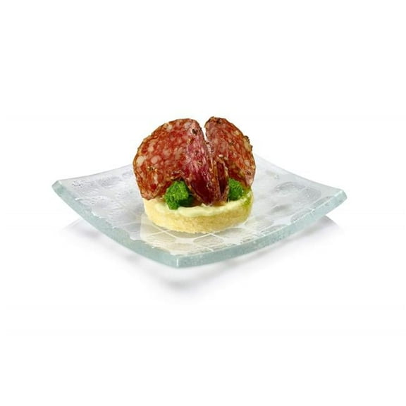 Clear Printed Glass Square Mini Plate - Set of 24